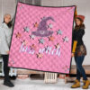 Halloween Premium Quilt | Boss Witch Hat Star Patterns Pink Quilt Blanket 1