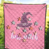 Halloween Premium Quilt | Boss Witch Hat Star Patterns Pink Quilt Blanket 5