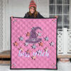 Halloween Premium Quilt | Boss Witch Hat Star Patterns Pink Quilt Blanket 3