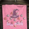 Halloween Premium Quilt | Boss Witch Hat Star Patterns Pink Quilt Blanket 7