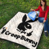 Halloween Premium Quilt | Creep Bunny Sharp Teeth Rabbit Silhouette Quilt Blanket 9