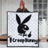 Halloween Premium Quilt | Creep Bunny Sharp Teeth Rabbit Silhouette Quilt Blanket 3