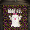 Halloween Premium Quilt | Cute Bootiful Ghost Make A Wish Witch Hat Quilt Blanket 7