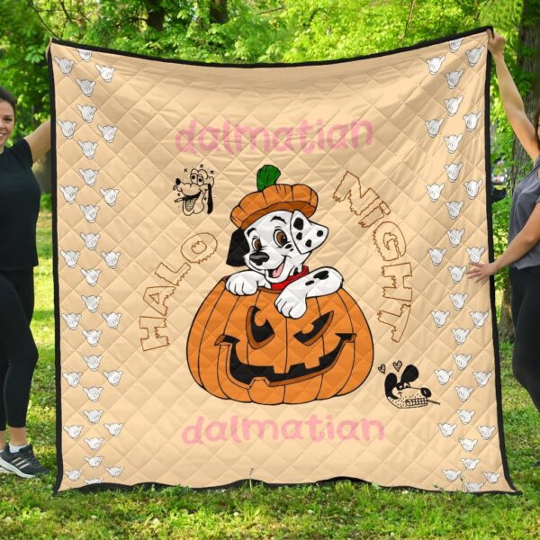 Halloween Premium Quilt | Dalmatia Dog Halo Mickey Glove Patterns Quilt Blanket