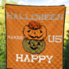 Halloween Premium Quilt | Halloween Make Us Happy Smile Pumpkin Block Orange Quilt Blanket 5