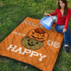 Halloween Premium Quilt | Halloween Make Us Happy Smile Pumpkin Block Orange Quilt Blanket 9