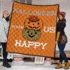 Halloween Premium Quilt | Halloween Make Us Happy Smile Pumpkin Block Orange Quilt Blanket 1