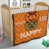 Halloween Premium Quilt | Halloween Make Us Happy Smile Pumpkin Block Orange Quilt Blanket 21