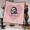 Halloween Premium Quilt | No You Hang Up Funny Ghostface Calling Pink Hearts Quilt Blanket 1