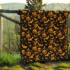 Halloween Premium Quilt | Orange Pumpkin Skull Bat Spider Symbols Quilt Blanket 13