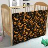 Halloween Premium Quilt | Orange Pumpkin Skull Bat Spider Symbols Quilt Blanket 21