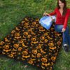 Halloween Premium Quilt | Orange Pumpkin Skull Bat Spider Symbols Quilt Blanket 9