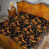 Halloween Premium Quilt | Orange Pumpkin Skull Bat Spider Symbols Quilt Blanket 19