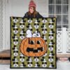 Halloween Premium Quilt | Snoopy Sleeping On Pumpkin Mickey Face Patterns Quilt Blanket 3