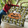 Halloween Premium Quilt | Snoopy Sleeping On Pumpkin Mickey Face Patterns Quilt Blanket 11