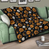 Halloween Premium Quilt | Symbols Pumpkin Emotions Skull Witch Hat Quilt Blanket 17