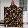 Halloween Premium Quilt | Symbols Pumpkin Emotions Skull Witch Hat Quilt Blanket 3