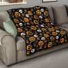 Halloween Premium Quilt | Symbols Pumpkin Emotions Skull Witch Hat Quilt Blanket 15