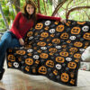 Halloween Premium Quilt | Symbols Pumpkin Emotions Skull Witch Hat Quilt Blanket 11