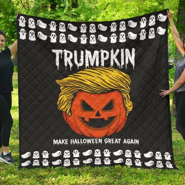 Halloween Premium Quilt | Trumpkin Make US Halloween Great Again Quilt Blanket