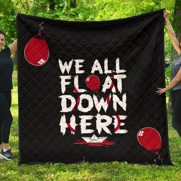 Halloween Premium Quilt – We All Float Down Here IT Red Balloon Quilt Blanket