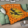 Halloween Premium Quilt | Witch On Broom And Cat Silhouette Patterns Quilt Blanket 17