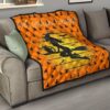 Halloween Premium Quilt | Witch On Broom And Cat Silhouette Patterns Quilt Blanket 15