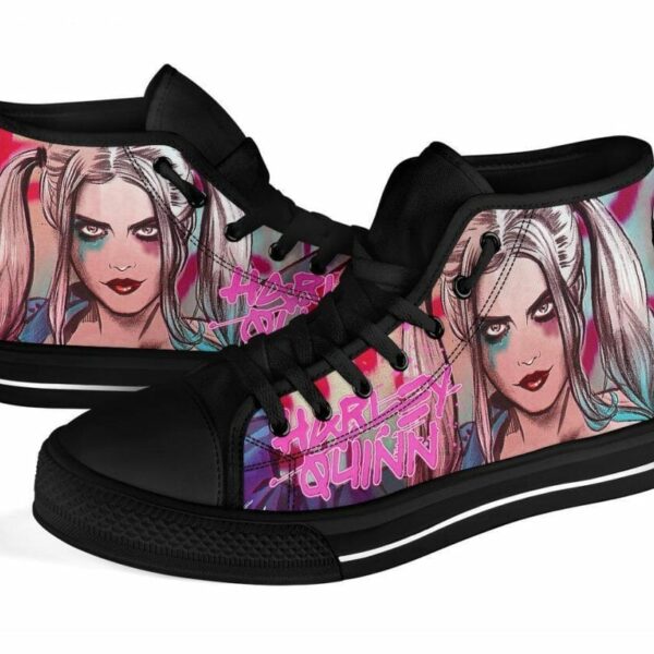 Harley Quinn Sneakers High Top Shoes Fan Gift