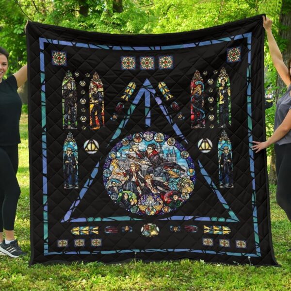 Harry Potter Stain Glass Style Quilt Blanket Fan Gift Idea