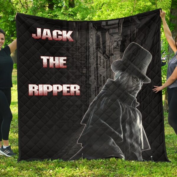 Horror Movie Jack The Ripper In City Black White Premium Quilt Blanket