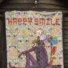 Horror Movie Joker And Harley Quinn Happy Smile Chibi Patterns Premium Quilt Blanket 7