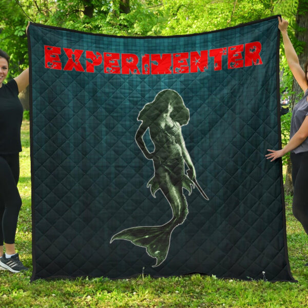 Horror Movie Mermaid Experimenter With Knife Premium Quilt Blanket