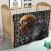 Horror Movie Robot Skullborg Skull Background Premium Quilt Blanket 21