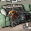 Horror Movie Robot Skullborg Skull Background Premium Quilt Blanket 17