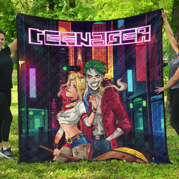 Horror Movie Teenager Joker And Harley Quinn Modern City Premium Quilt Blanket