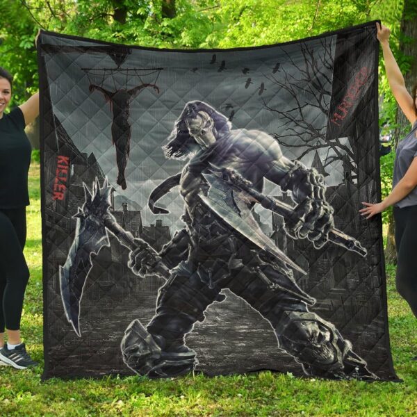 Horror Movie Thanatos With Skull Face Scary Night Premium Quilt Blanket