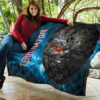 Horror Movie The Terminator Robot Face Blue Data Premium Quilt Blanket 11