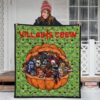 Horror Movie Villains Crew In Pumpkin Green Patterns Premium Quilt Blanket 3