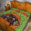 Horror Movie Villains Crew In Pumpkin Green Patterns Premium Quilt Blanket 19