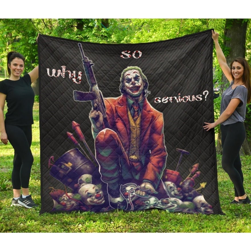 Horror Movie Why So Serious Joker Weapons On Clown Heads Premium Quilt Blanket