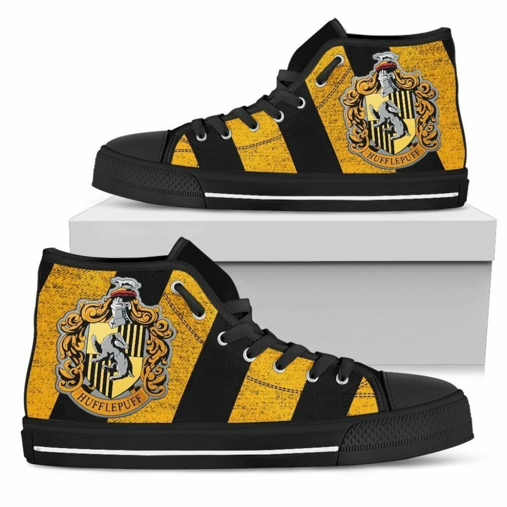 Hufflepuff Sneakers High Top Shoes Harry Potter Fan Gift