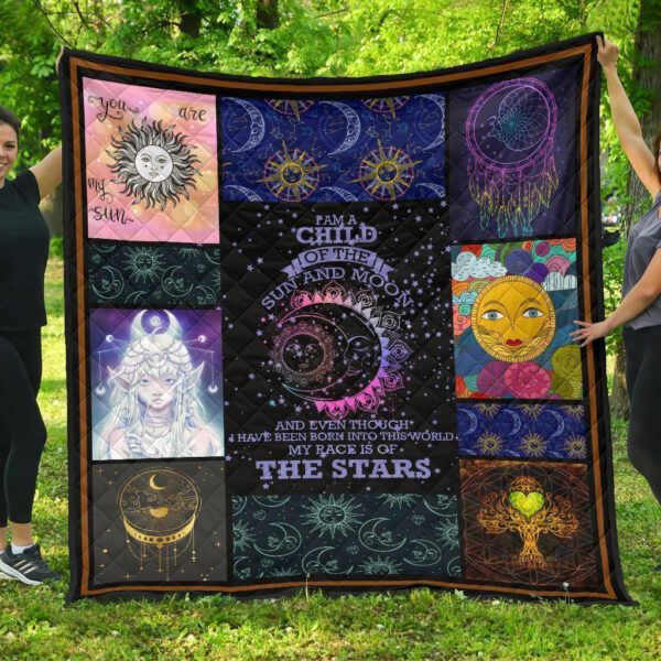 I Am A Child Of Sun And Moon Quilt Blanket Gift Idea