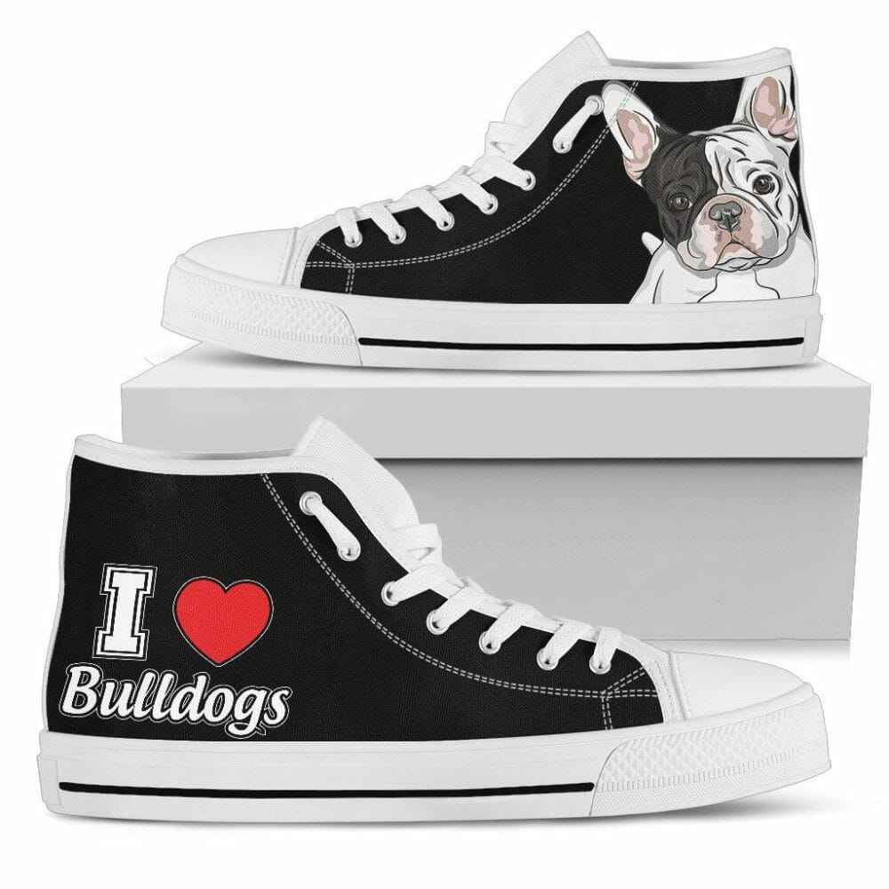 I Love French Bulldog Sneakers High Top Shoes