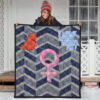 I Want What Wants Me Orange Dino Female Icon Premium Quilt Blanket 3