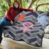 I Want What Wants Me Orange Dino Female Icon Premium Quilt Blanket 11