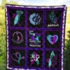 I wear Teal And Purple Suicide Prevent Awareness Quilt Blanket 5