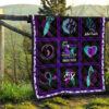 I wear Teal And Purple Suicide Prevent Awareness Quilt Blanket 13