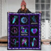 I wear Teal And Purple Suicide Prevent Awareness Quilt Blanket 3