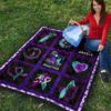 I wear Teal And Purple Suicide Prevent Awareness Quilt Blanket 9