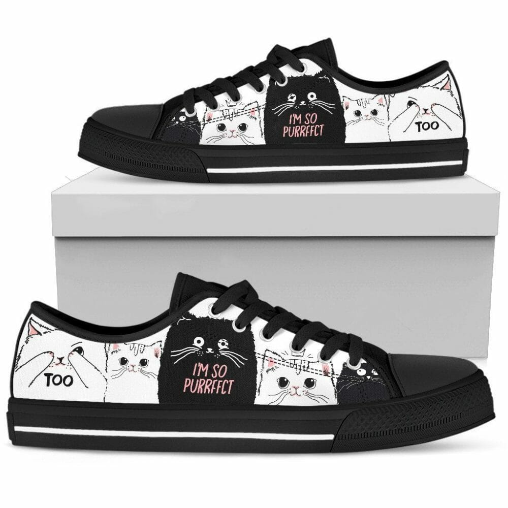 I’m So Purrfect Cat Sneakers Low Top Shoes For Cat Lover